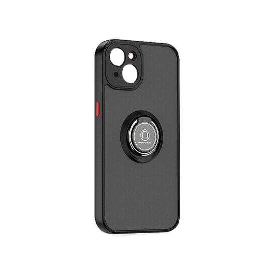 Case with Support Ring for Apple iPhone 15 Smoked Black